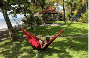 Relaxing in the garden of Bali Sandat